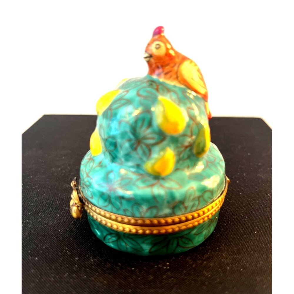 Limoges France 12 Days of Christmas Partridge in Pear Tree Trinket Box